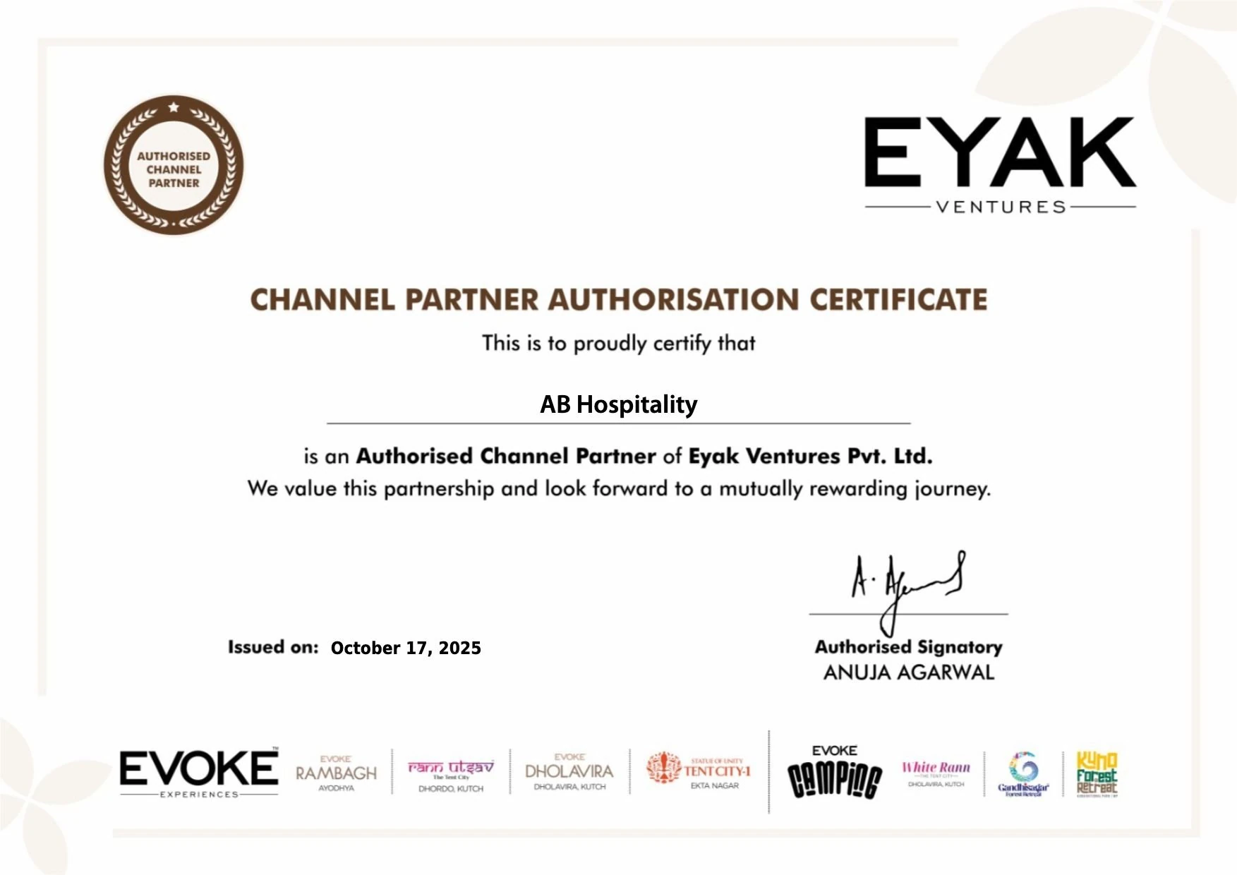Eyak Authorization Certificate